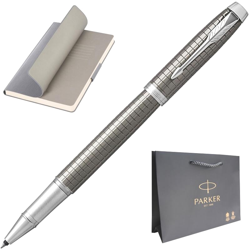 Набор: ручка-роллер Parker IM Premium T322, Dark Espresso CT + Ежедневник, недатированный, А5, серый