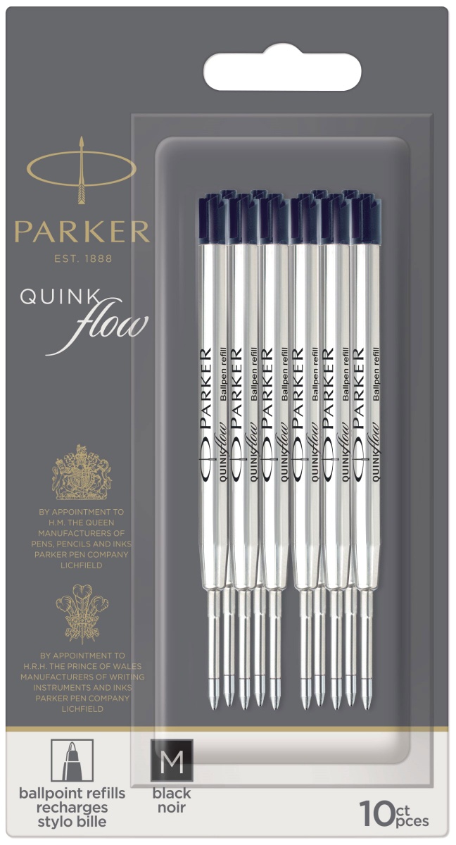  Черный стержень для шариковых ручек Parker QuinkFlow Z08 (M - 1мм), в блистере (10шт)