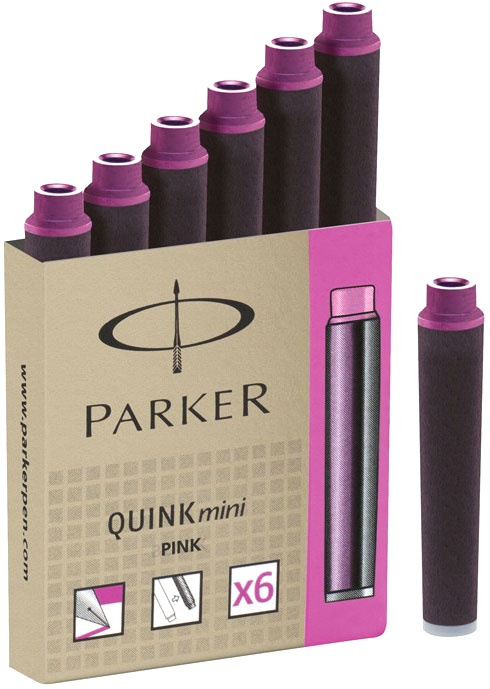  Картриджи Parker Quink Mini Cartridges Z17 с розовыми Pink чернилами