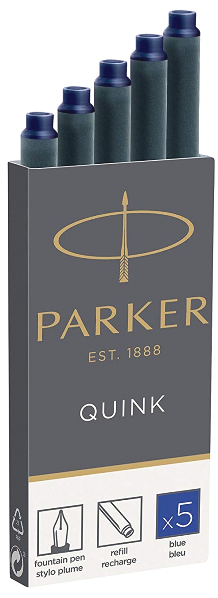  Картриджи стандартные с синими чернилами для перьевых ручек Parker, Cartridge Quink Z11