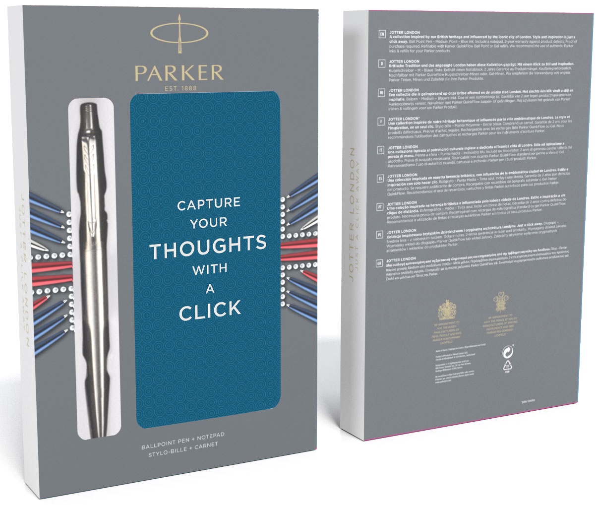  Набор: блокнот + шариковая ручка Parker Jotter Core K61, Stainless Steel CT, фото 2