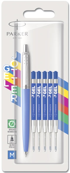  Набор: гелевая ручка Parker Jotter Original + синие гелевые стержни 5шт толщина линии (M - 0,7мм), блистер