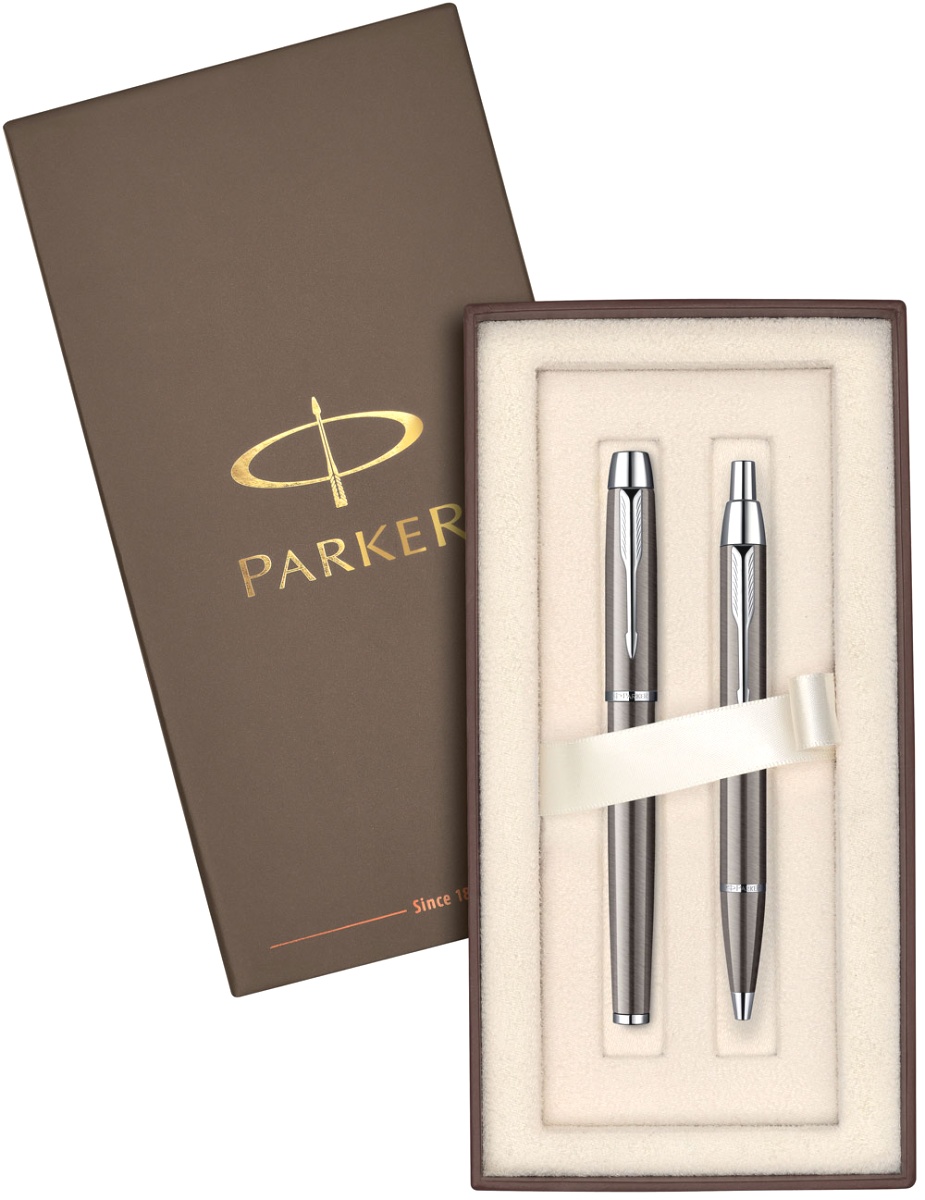 Набор: перьевая + шариковая ручки Parker I.M. F321, K321, Dark Espresso CT