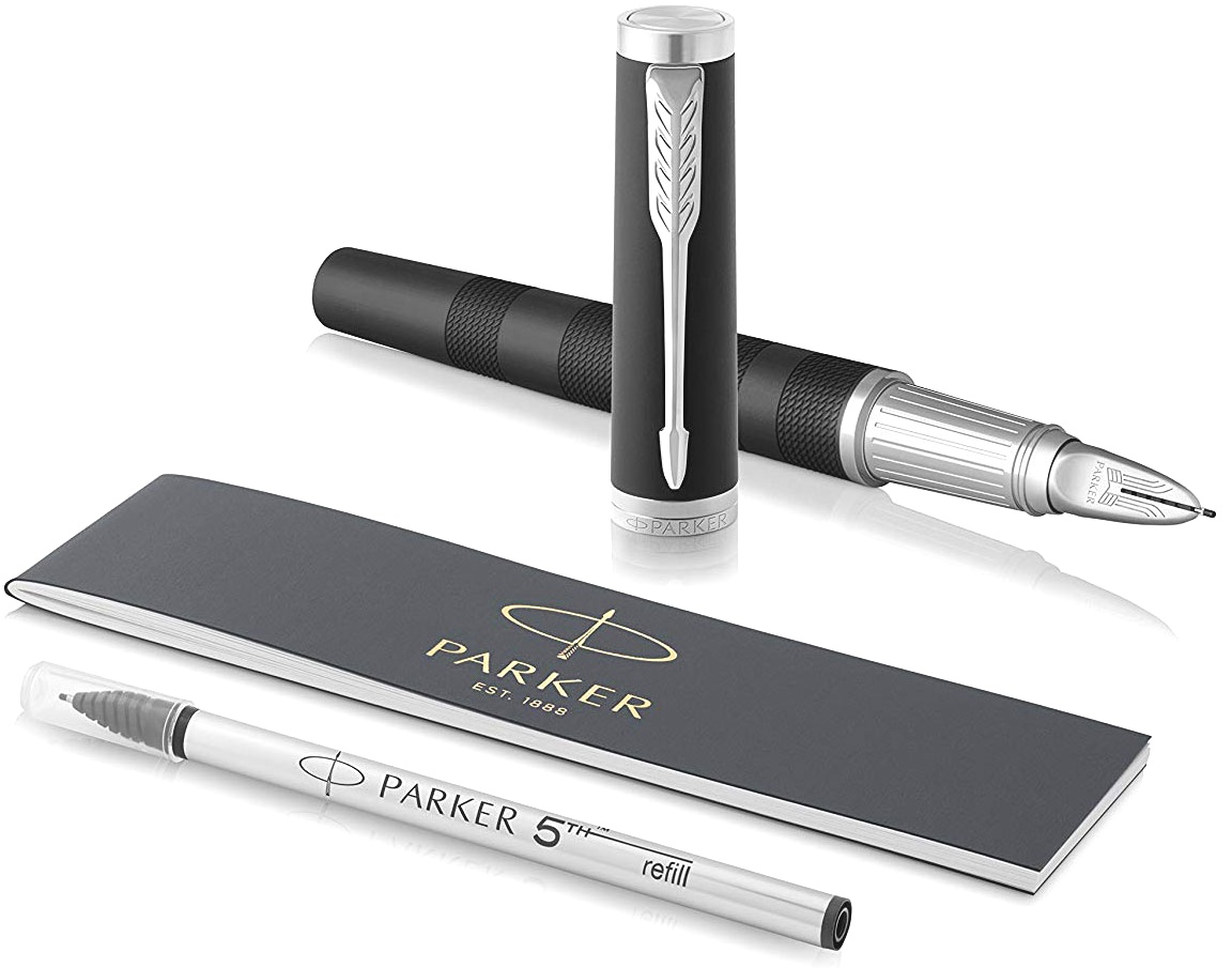  Набор: ручка 5й пишущий узел + чехол Parker Ingenuity Large F501, Black Rubber CT, фото 7