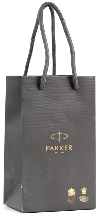  Фирменный подарочный пакет PARKER, Малый, бумажный, серый, 20*13*9,5 см.