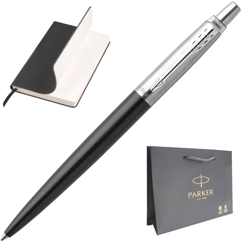 Набор: Шариковая ручка Parker Jotter Core K63, Bond Street Black CT + Ежедневник, недатированный, А5, чёрный