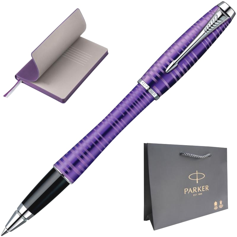 Набор: Ручка-роллер Parker Urban Premium Vacumatic T206, Amethyst Pearl СT + Ежедневник, недатированный, А5, фиолетовый