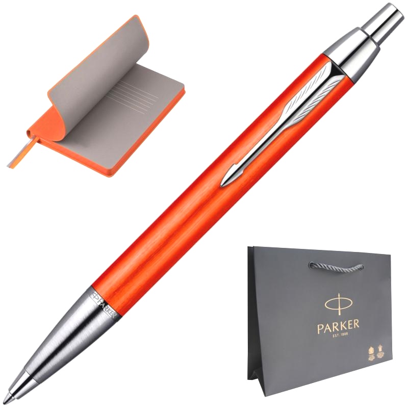 Набор: Ручка шариковая Parker I.M. Premium K255 Historical Colors, Big Red CT + Ежедневник, недатированный, А5, оранжевый