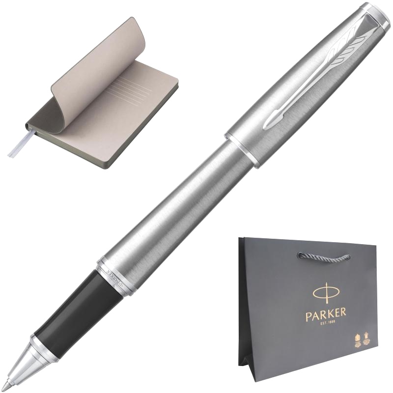Набор: Ручка-роллер Parker Urban Core T309, Metro Metallic CT + Ежедневник, недатированный, А5, серый
