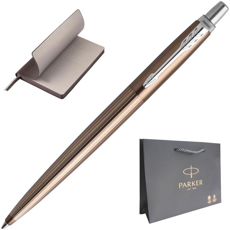 Набор: Шариковая ручка Parker Jotter Premium K176, Carlisle Brown Pinstripe CT + Ежедневник, недатированный, А5, бордовый