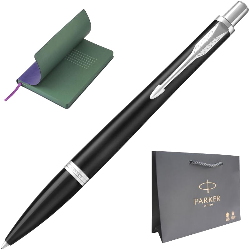 Набор: Ручка шариковая Parker Urban Core K309, Muted Black CT + Ежедневник, недатированный, А5, фиолетовый