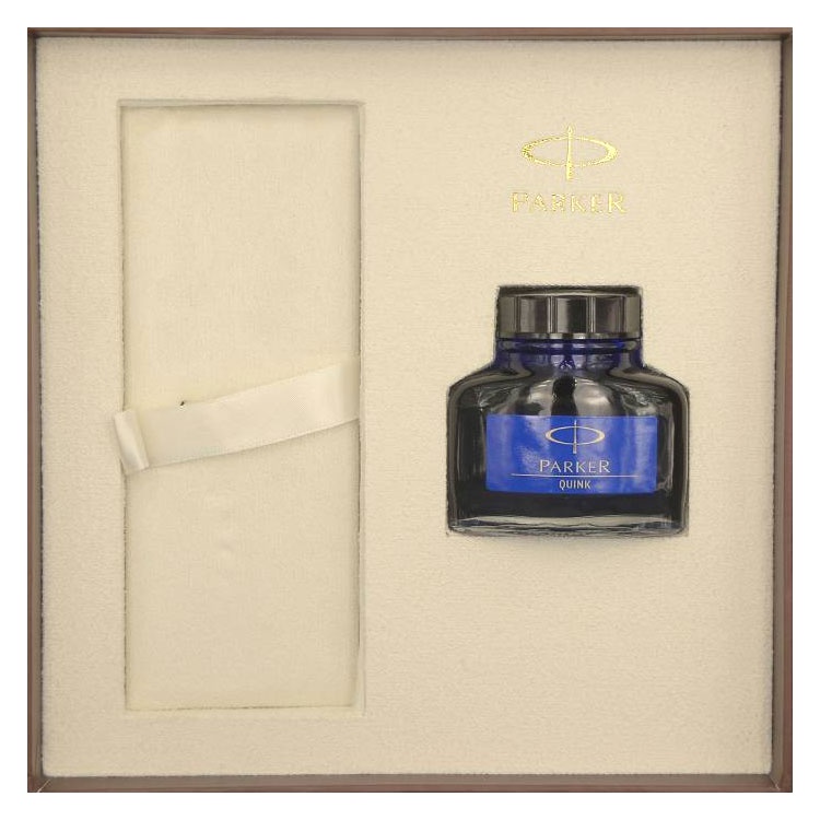 Набор: Подарочная коробка с синим флаконом чернил Parker + Ручка перьевая Parker Urban Core F309, Muted Black CT (Перо F), фото 12