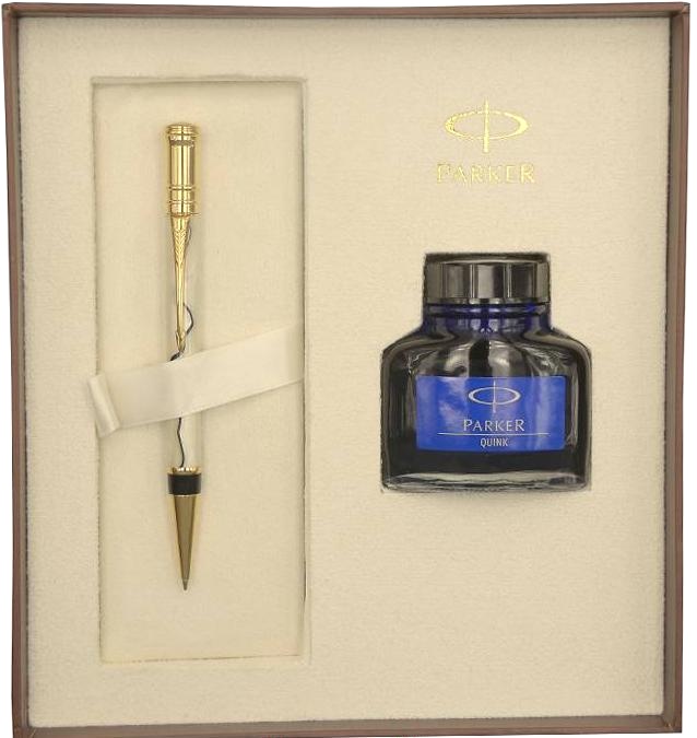 Набор: Подарочная коробка с синим флаконом чернил Parker + Ручка перьевая Parker Urban Core F309, Muted Black CT (Перо F), фото 13