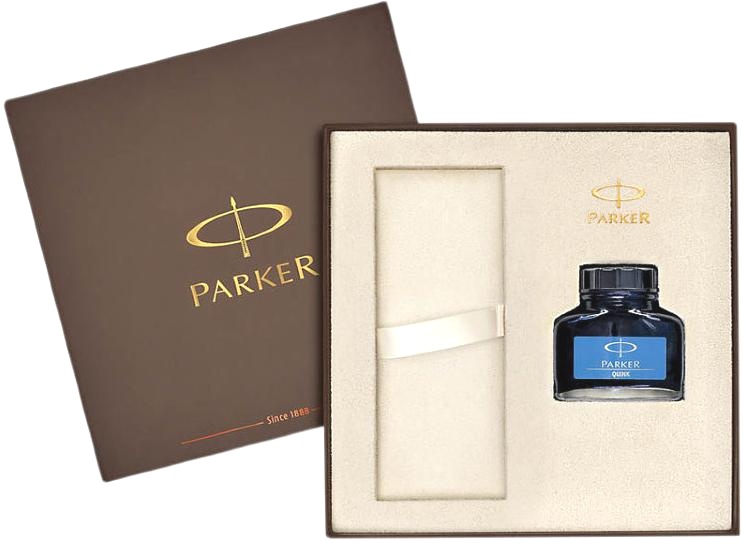 Набор: Подарочная коробка с синим флаконом чернил Parker + Ручка перьевая Parker Urban Core F309, Muted Black CT (Перо F), фото 9