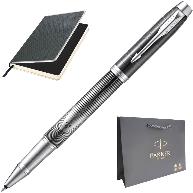 Набор: Ручка-роллер Parker IM Premium 2019 SE T325, Metallic Pursuit + Ежедневник, недатированный, А5, чёрный