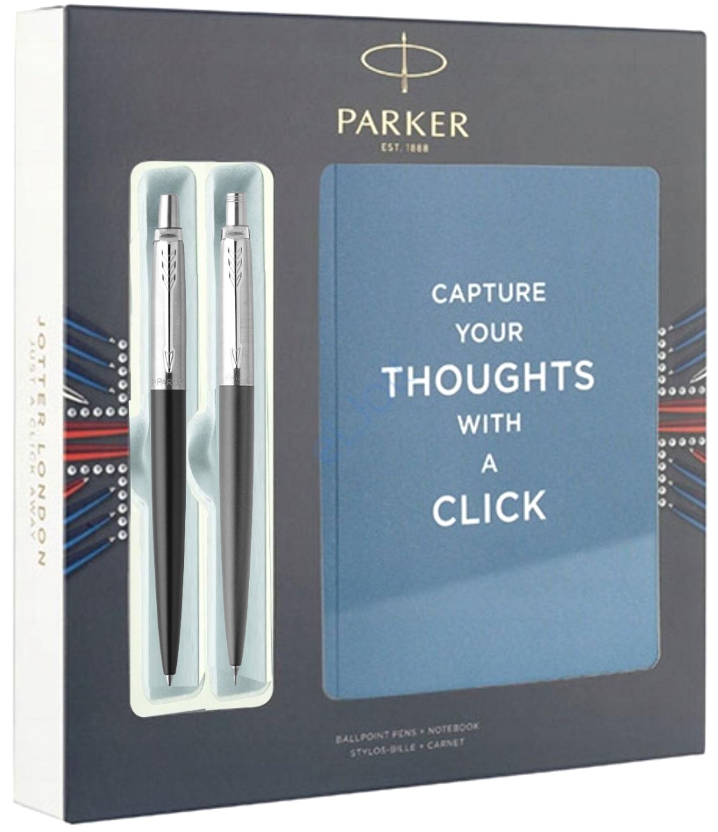 Набор: Подарочная коробка + Шариковая ручка + Карандаш механический Parker Jotter Core B63, Bond Street Black CT