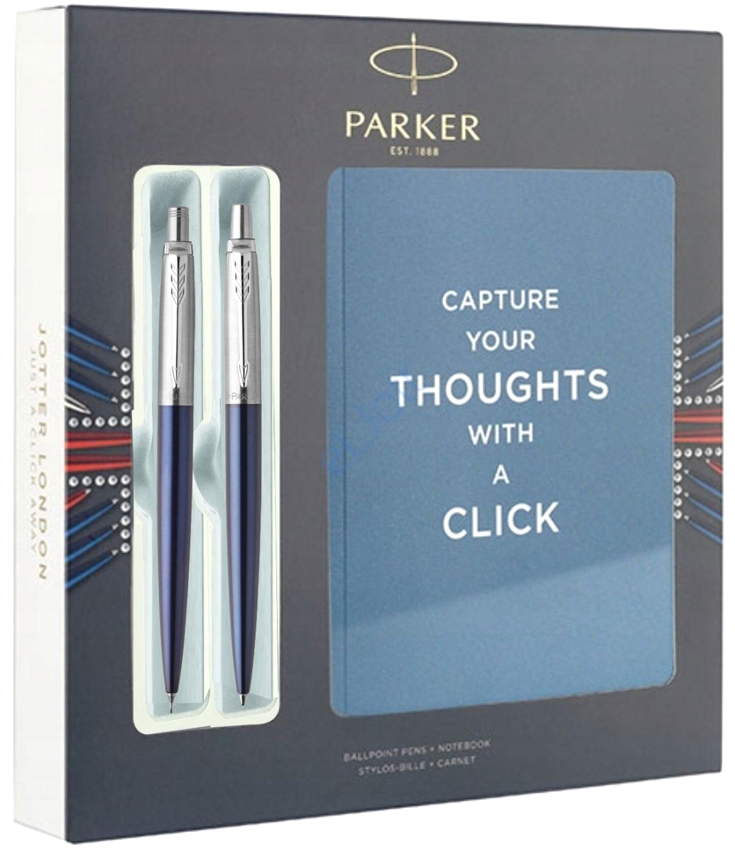 Набор: Подарочная коробка + Шариковая ручка + Карандаш механический Parker Jotter Core B63, Royal Blue CT