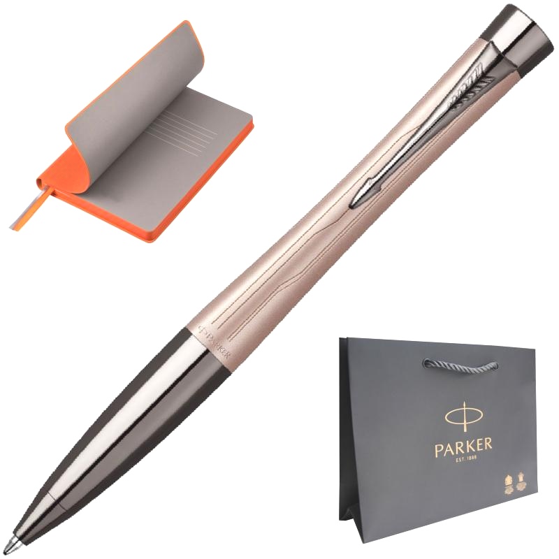 Набор: Шариковая ручка Parker Urban Premium K204, Metallic Pink + Ежедневник, недатированный, А5, оранжевый