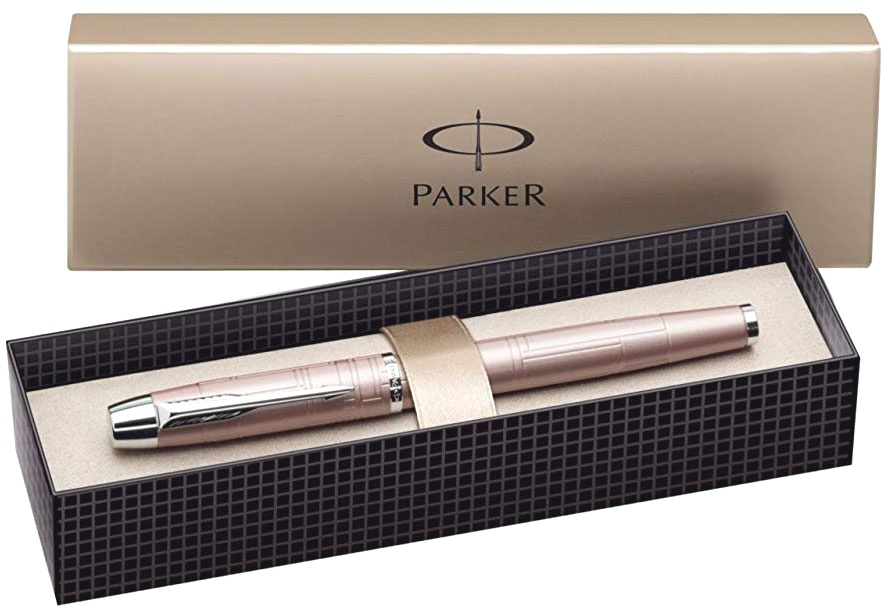 Набор: Перьевая ручка Parker I.M. Premium F222, Metallic Pink CT (перо F) + Ежедневник, недатированный, А5, красный, фото 4
