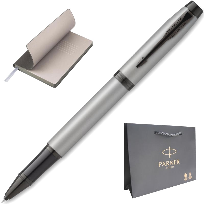 Набор: Ручка-роллер Parker IM Achromatic T317, Matt Grey BT + Ежедневник, недатированный, А5, серый