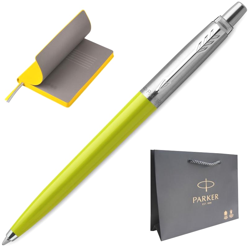 Набор: Ручка шариковая Parker Jotter Original K60, Lime Green CT + Ежедневник, недатированный, А5, жёлтый