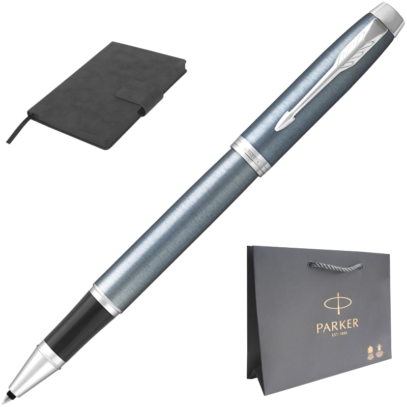 Набор: Ручка-роллер Parker IM Core T321, Light Blue Grey CT + Ежедневник, недатированный, А5, черный