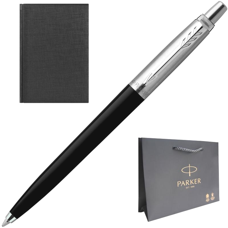 Набор: Шариковая ручка Parker Jotter K60, Black CT + Ежедневник, недатированный, А5, чёрный