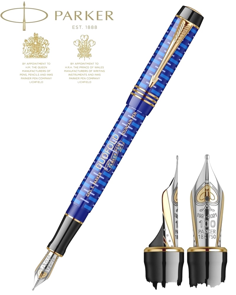  Перьевая ручка Parker Duofold 100th Anniversary LE, Lapis Lazuli Blue GT (Перо F), фото 3