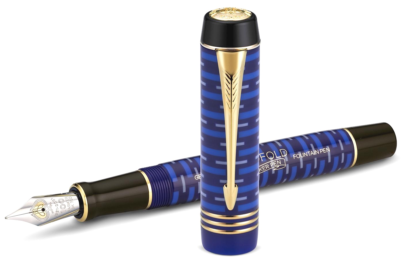  Перьевая ручка Parker Duofold 100th Anniversary LE, Lapis Lazuli Blue GT (Перо F), фото 5