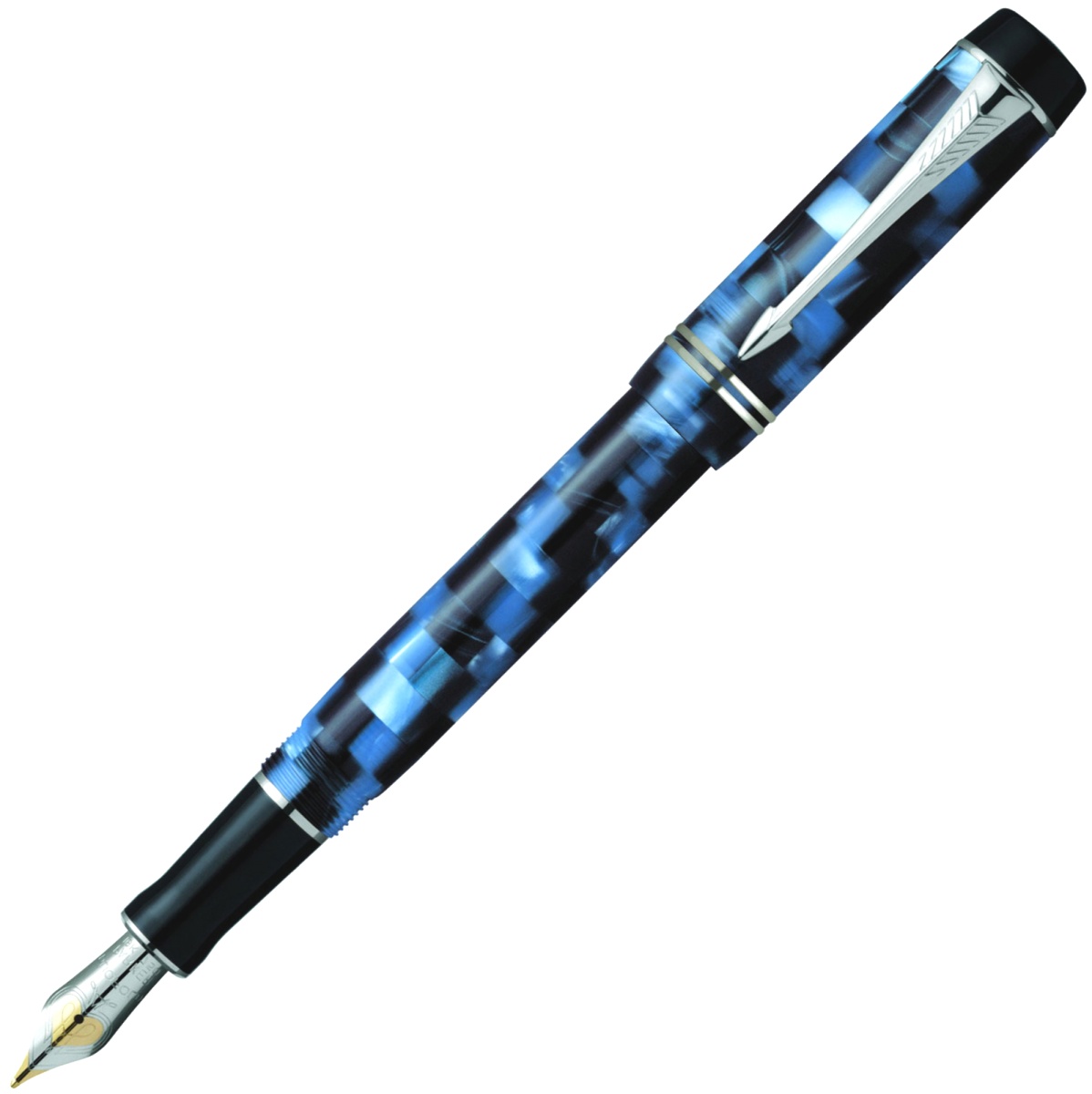  Перьевая ручка Parker Duofold Check Marine F107, Blue PT (Перо F)