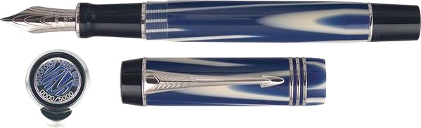Перьевая ручка Parker Duofold F101 Centennial, True Blue PT (Перо M), фото 3