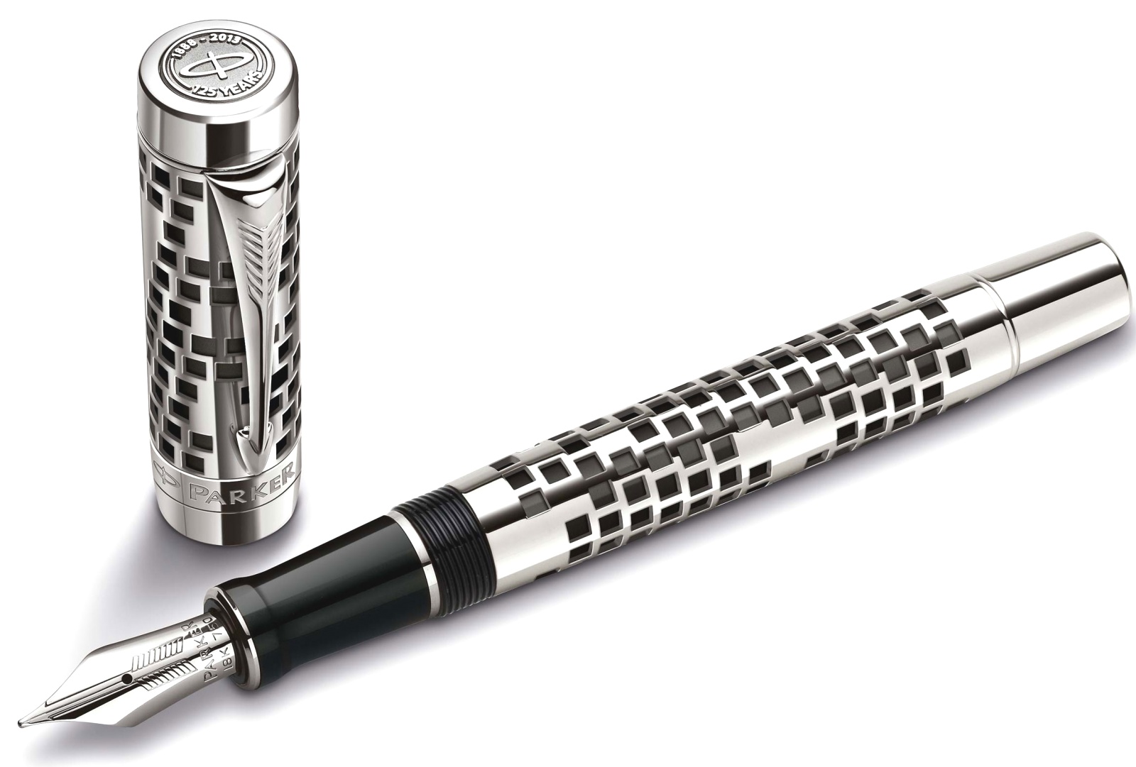 Перьевая ручка Parker Duofold Senior 125th Anniversary Limited Edition F100, Silver (Перо M), фото 4