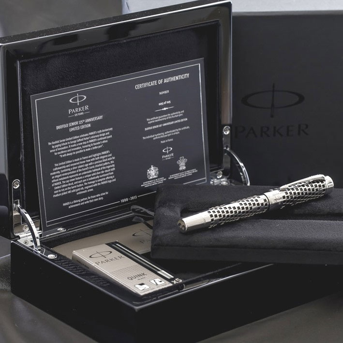 Перьевая ручка Parker Duofold Senior 125th Anniversary Limited Edition F100, Silver (Перо M), фото 7