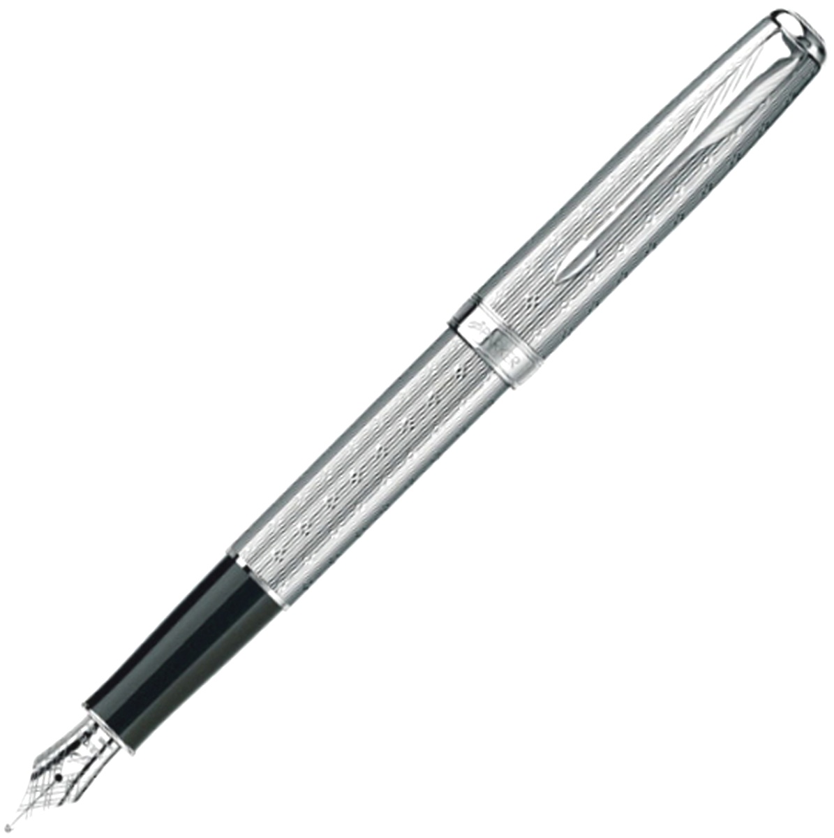 Перьевая ручка Parker Sonnet Chiselled F532, Silvery CT (Перо M)