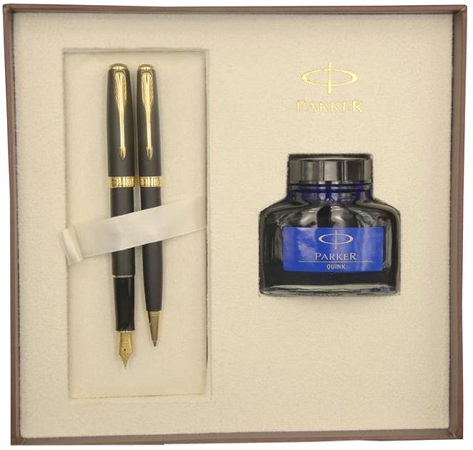  Подарочная коробка с синим флаконом чернил Parker и местом для ручки, фото 6
