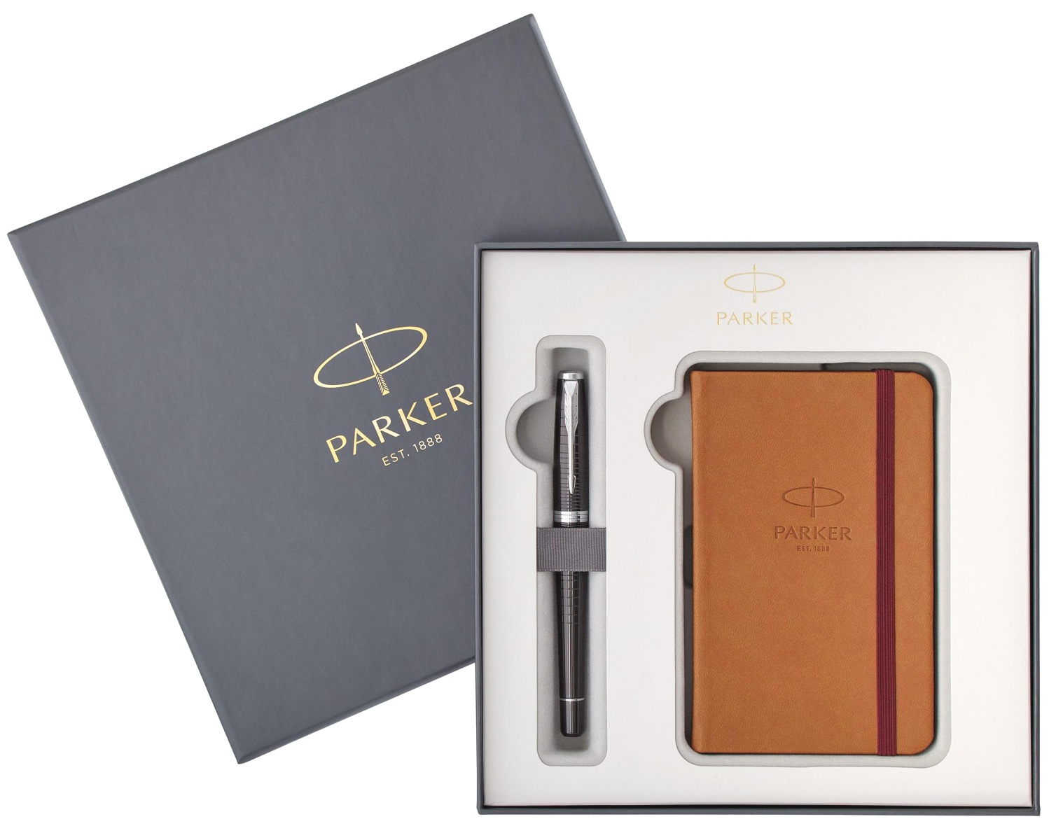  Подарочный набор: перьевая ручка + блокнот Parker Urban Premium F312 Перо (M), Ebony Metal Chiselled CT