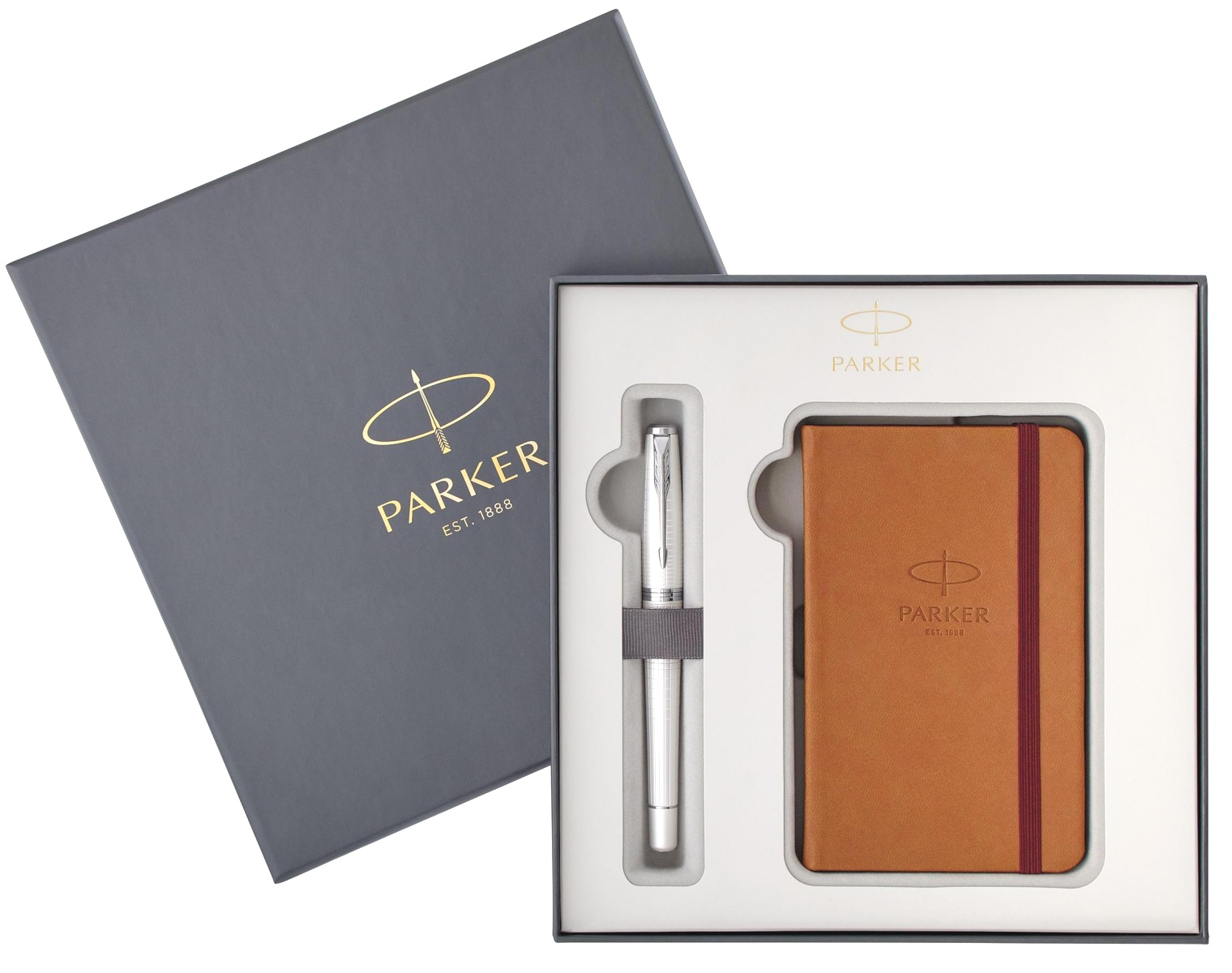 Подарочный набор: перьевая ручка + блокнот Parker Urban Premium F312 (Перо M), Pearl Metal Chiselled CT