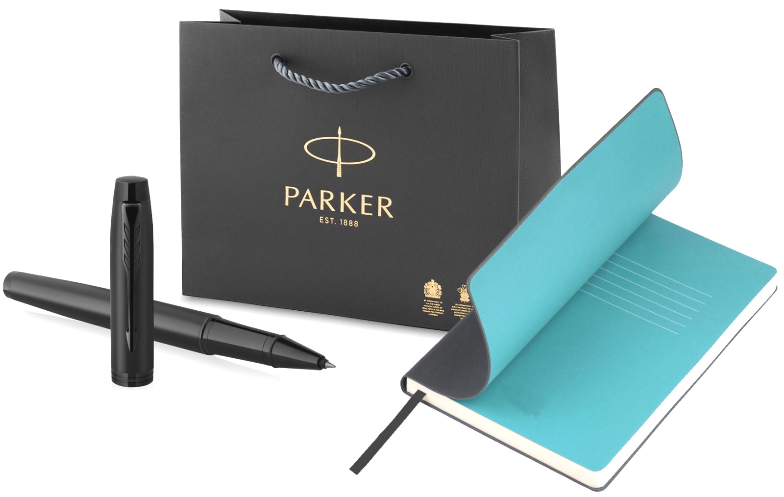  Подарочный набор: ручка-роллер Parker IM Achromatic, Matt Black BT и черный недатированный ежедневник Sky