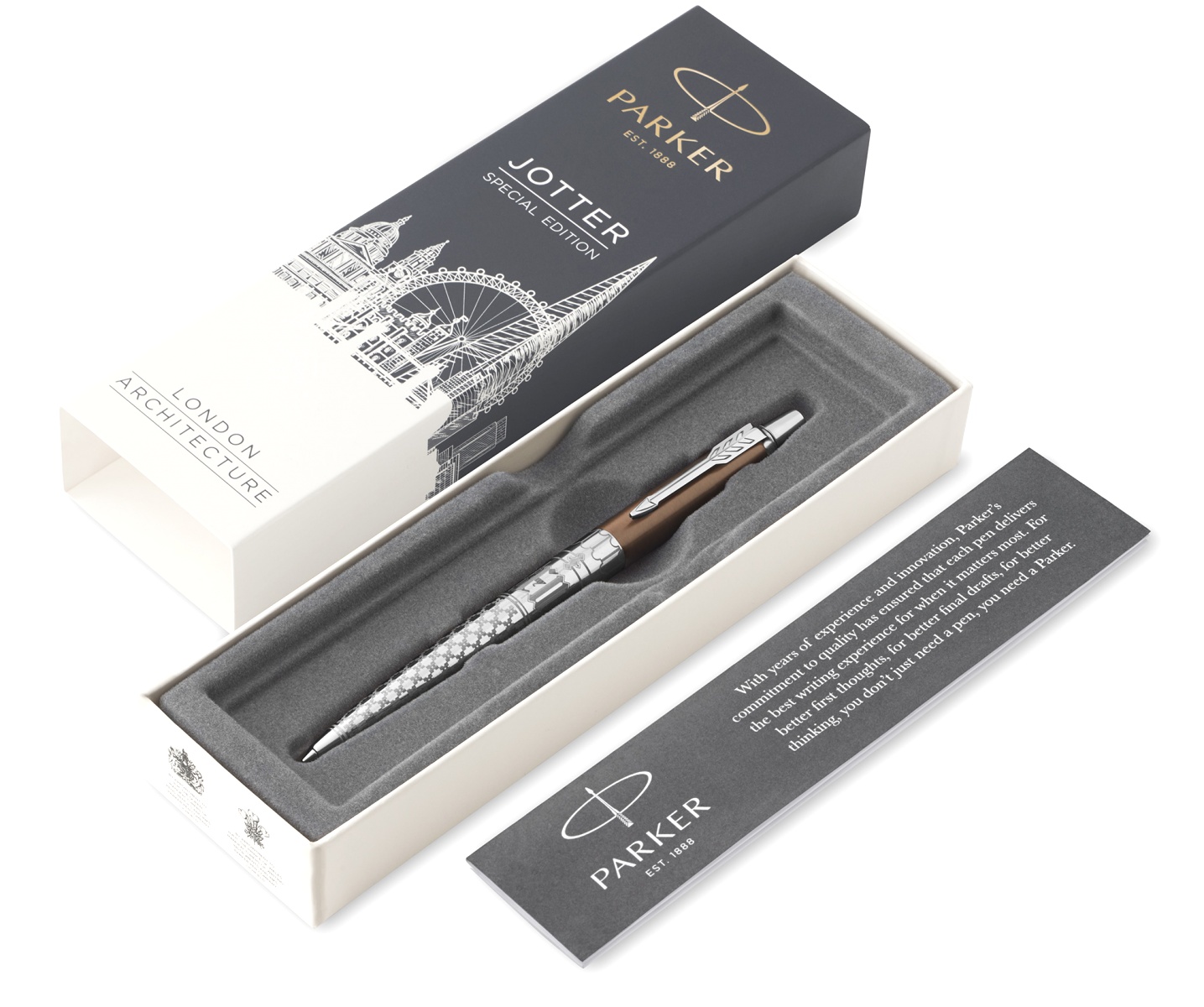  Подарочный набор: Шариковая ручка Parker Jotter, London Architecture Gothic и коричневый недатированный ежедневник Velvet, фото 4