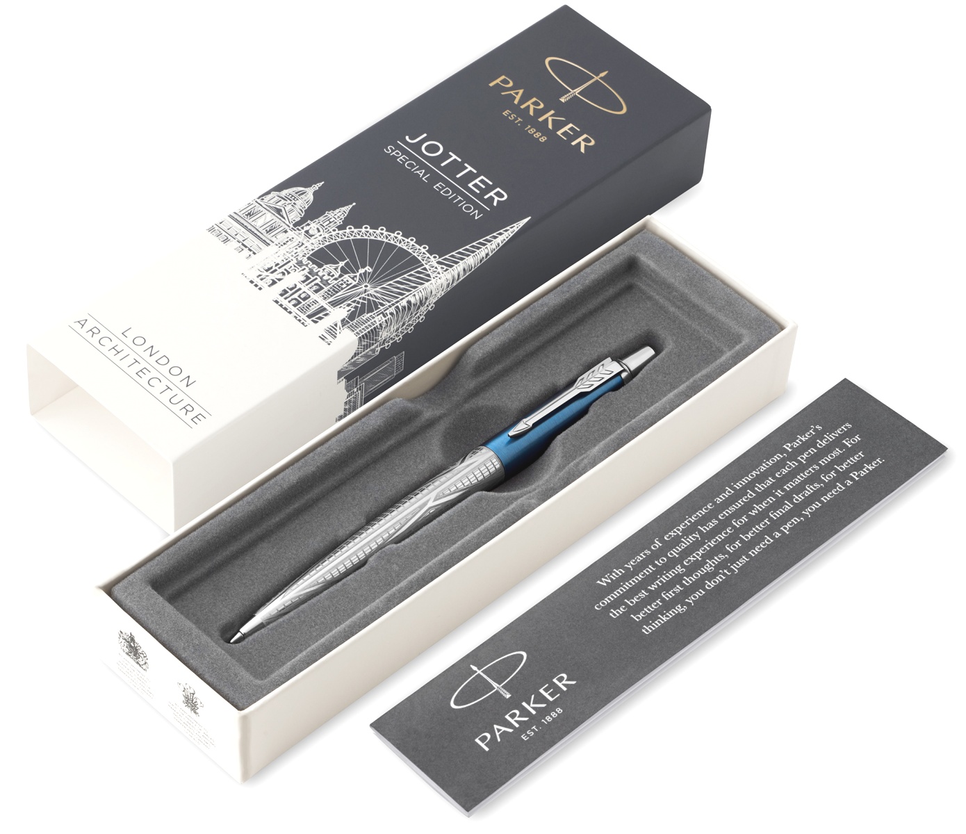  Подарочный набор: Шариковая ручка Parker Jotter, London Architecture Modern и синий недатированный ежедневник Velvet, фото 4