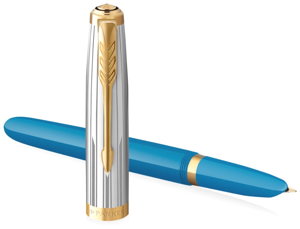  Ручка перьевая Parker 51 Premium, Turquoise / Silver GT (Перо f), фото 4