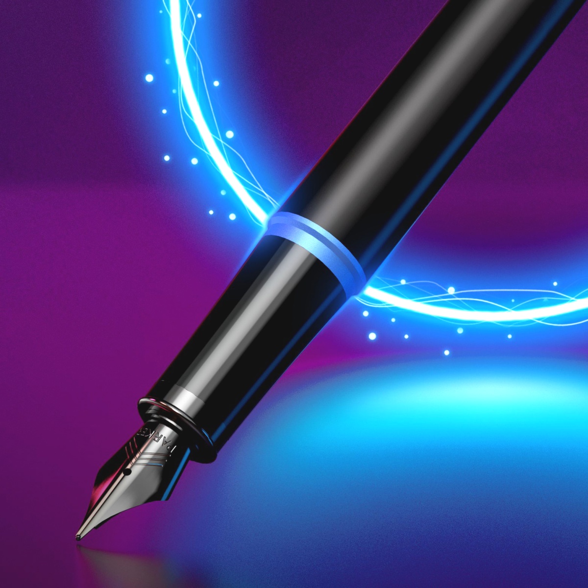  Ручка перьевая Parker IM Vibrant Rings F315, Flame Blue PVD (Перо F), фото 9