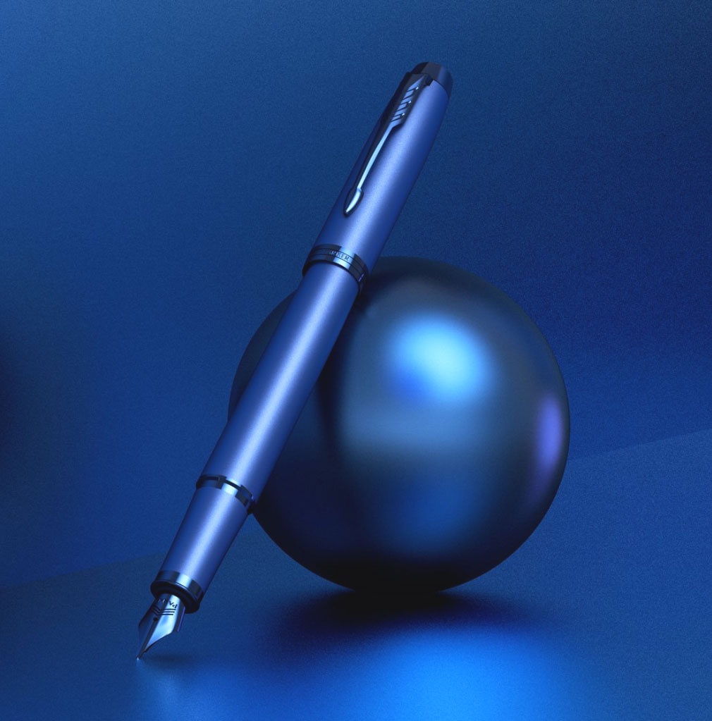  Ручка перьевая Parker IM Monochrome F328, Blue PVD (Перо M), фото 10