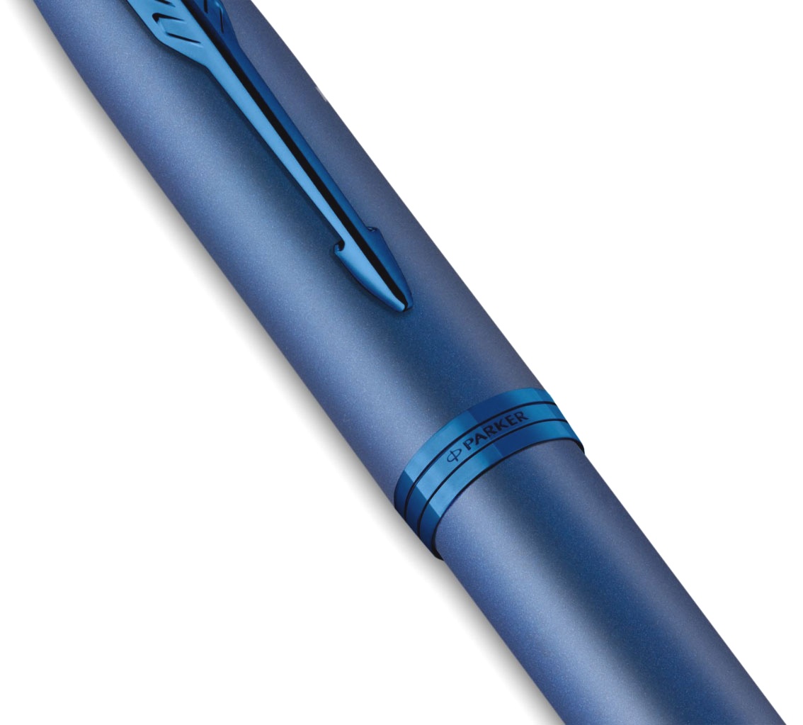  Ручка перьевая Parker IM Monochrome F328, Blue PVD (Перо M), фото 6