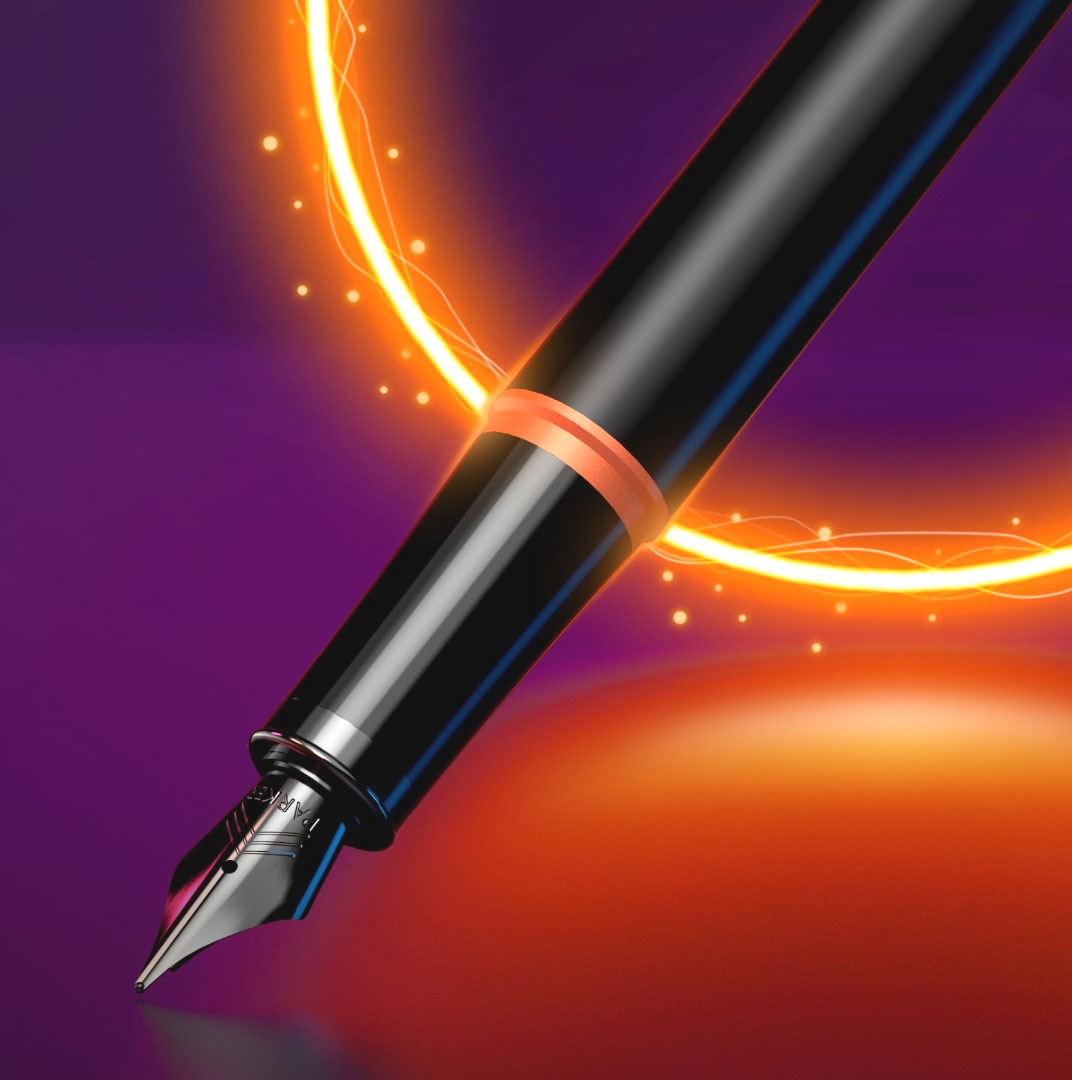  Ручка перьевая Parker IM Vibrant Rings F315, Flame Orange PVD (Перо M), фото 9