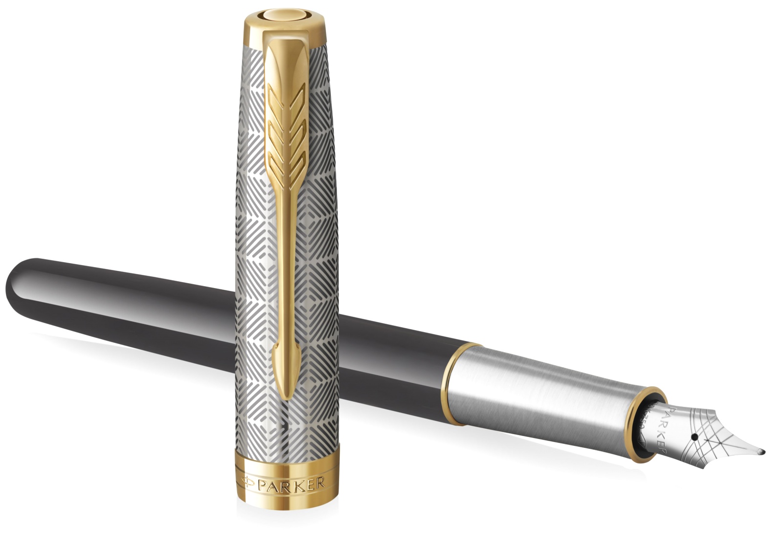  Ручка перьевая Parker Sonnet Premium F537, Metal Black GT (Перо F), фото 3