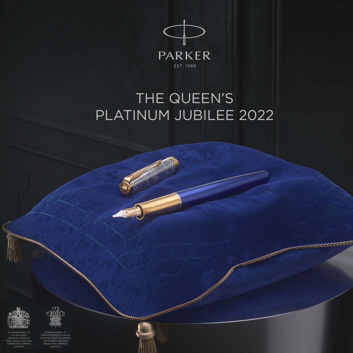  Ручка перьевая Parker Sonnet Queen’s Platinum Jubilee SE22, Silver Blue GT (Перо F), фото 11