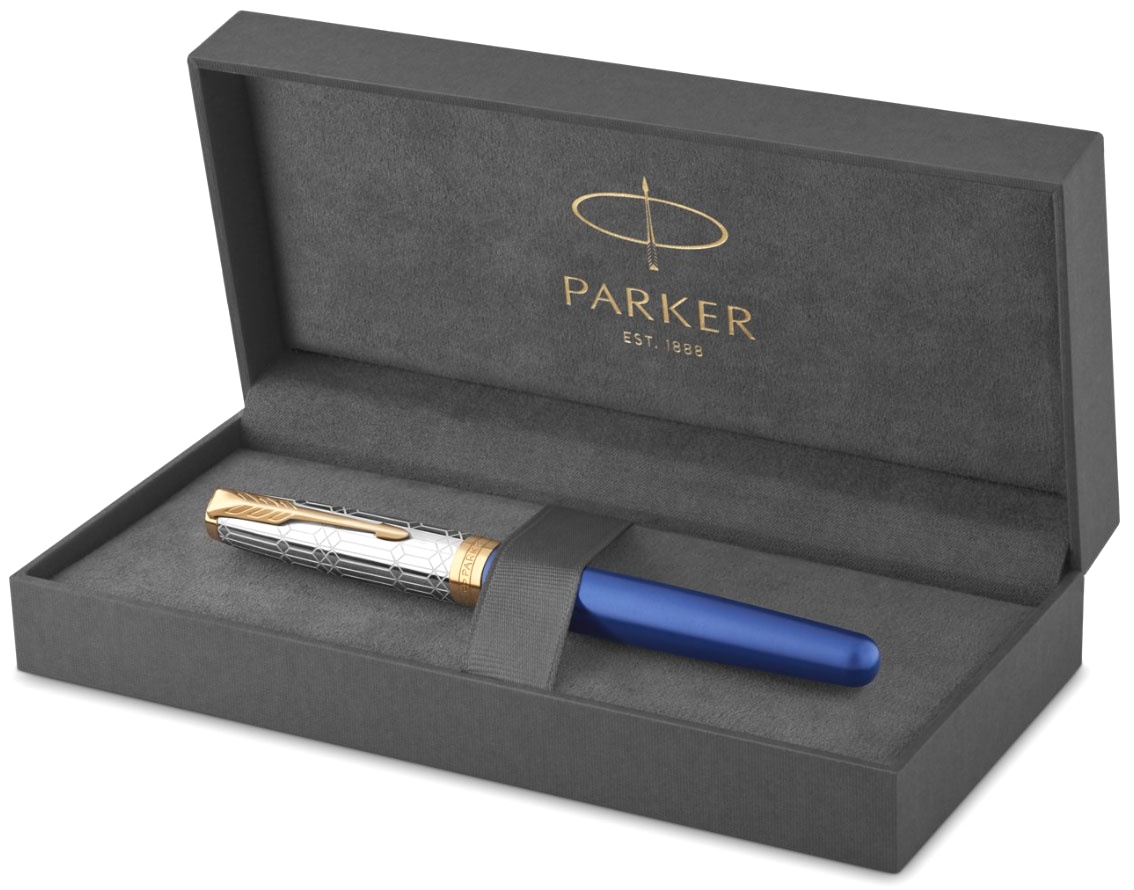  Ручка перьевая Parker Sonnet Queen’s Platinum Jubilee SE22, Silver Blue GT (Перо M), фото 5