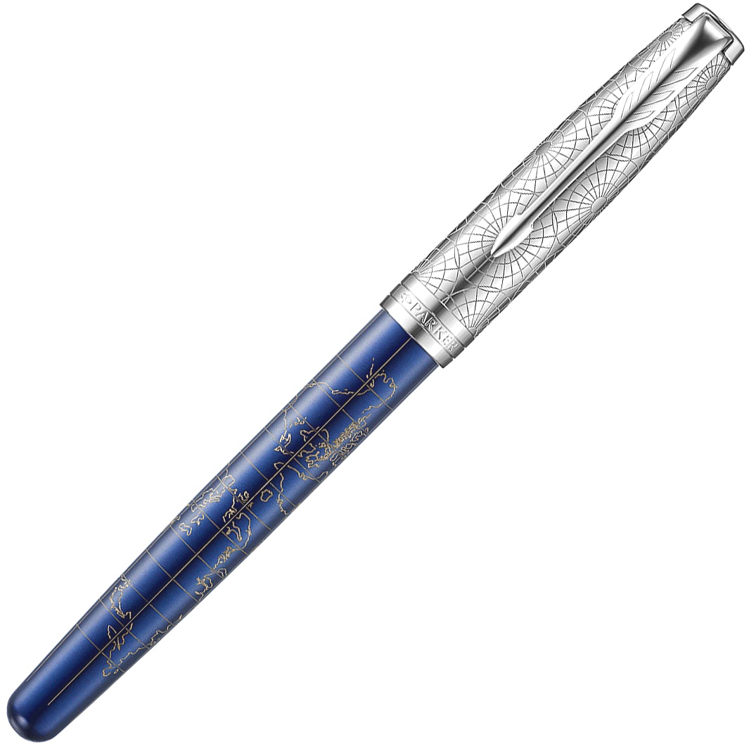  Ручка-роллер Parker Sonnet Atlas SE18, Silver Blue CT, фото 3