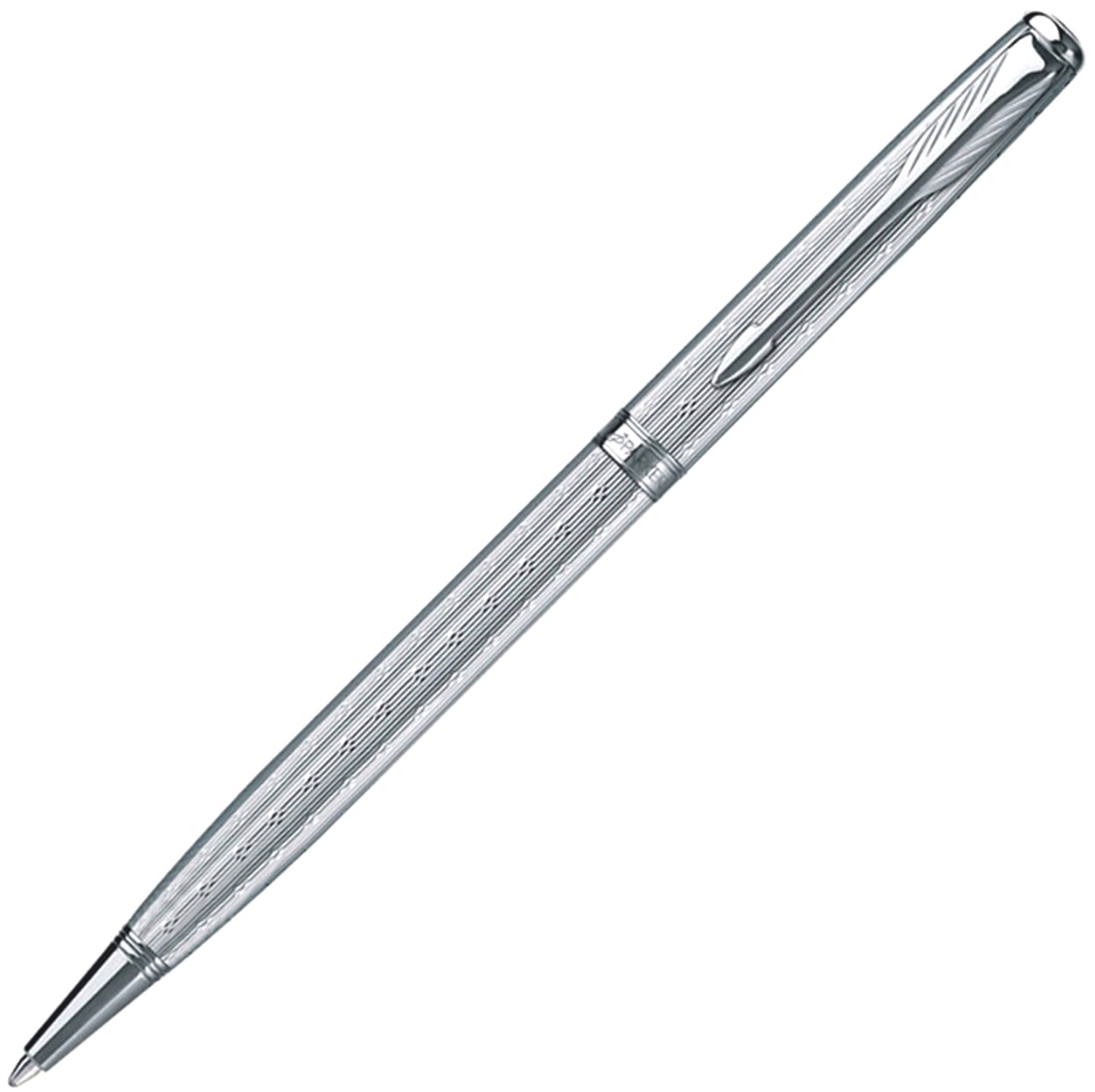 Шариковая ручка Parker Sonnet Slim Chiselled K432, Silvery CT